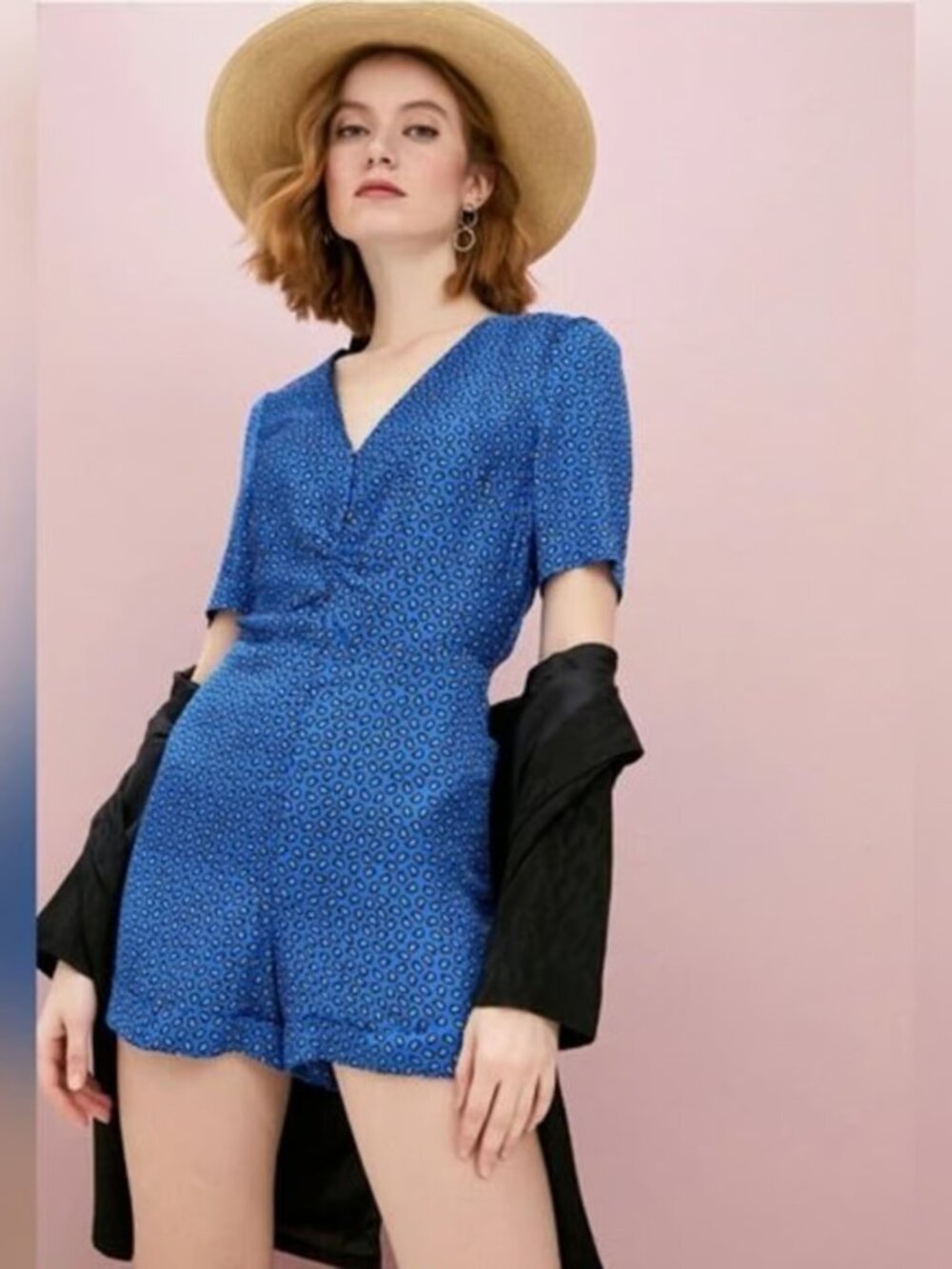 Maje Ilona Paisley Print Satin Romper